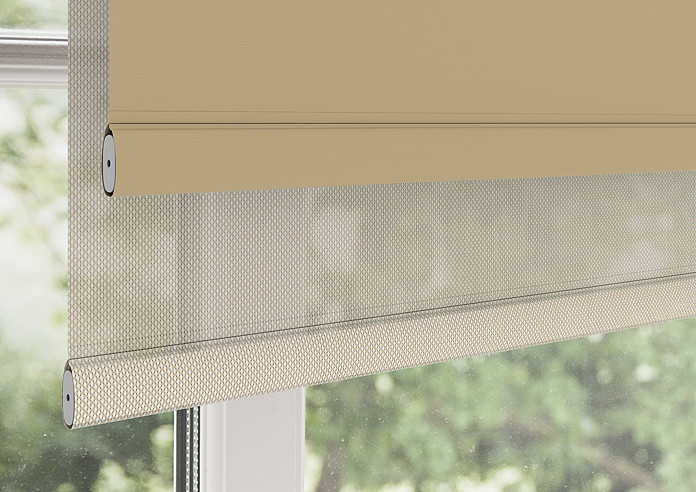 Rimini (Blackout), Mocha & Optima Linen - Double Roller Blind - Image 4
